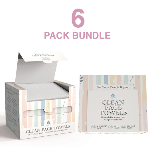 Clean Facial Towels – Six Pack Bundle | Eco-Friendly, Extra-Large, 100% Plant-Based Towels-0