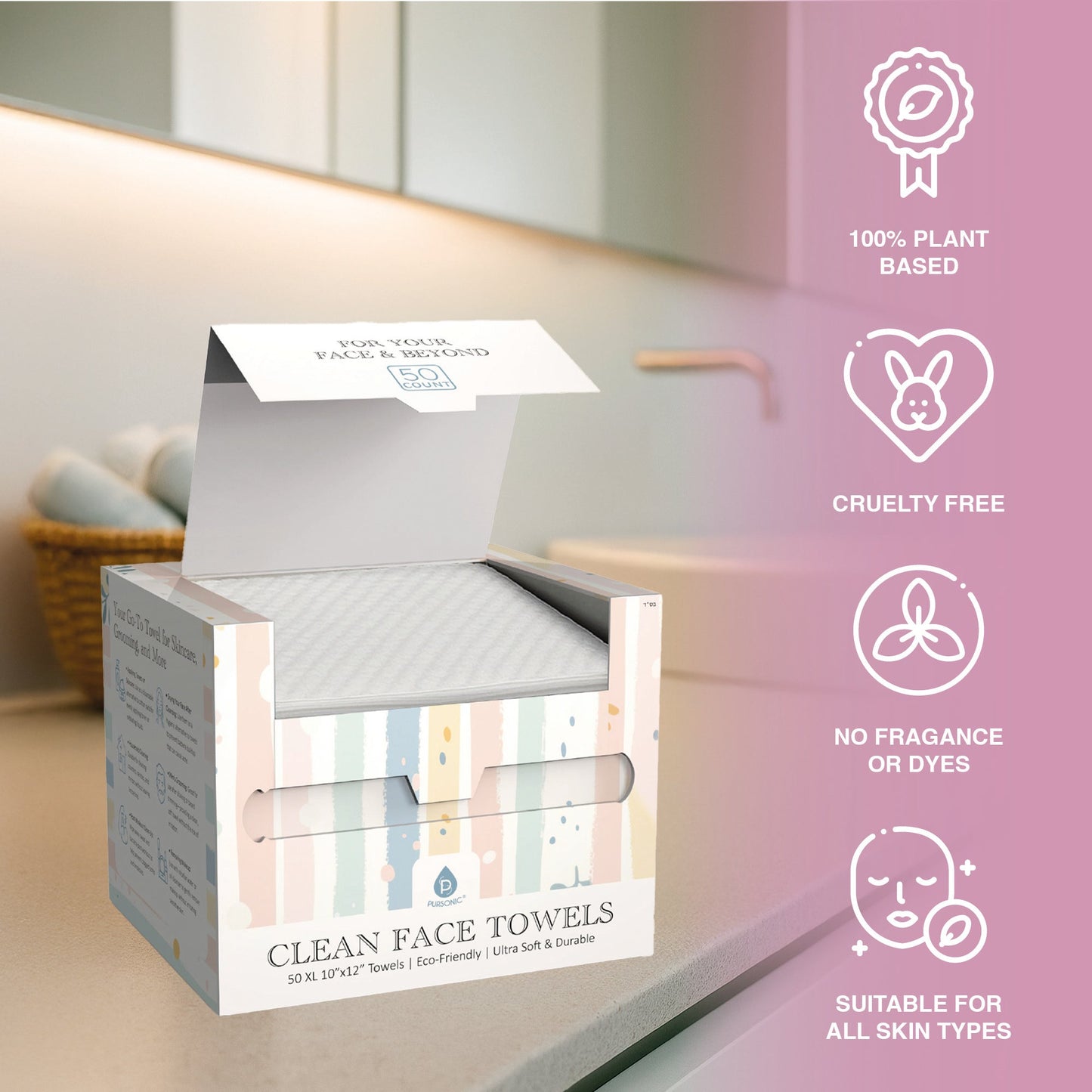 Clean Facial Towels – Six Pack Bundle | Eco-Friendly, Extra-Large, 100% Plant-Based Towels-3