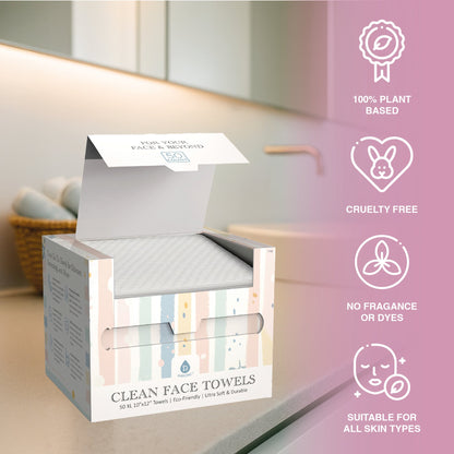 Clean Facial Towels – Six Pack Bundle | Eco-Friendly, Extra-Large, 100% Plant-Based Towels-3