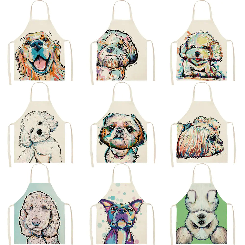 Nordic Polyester Dog Print Apron for Adults