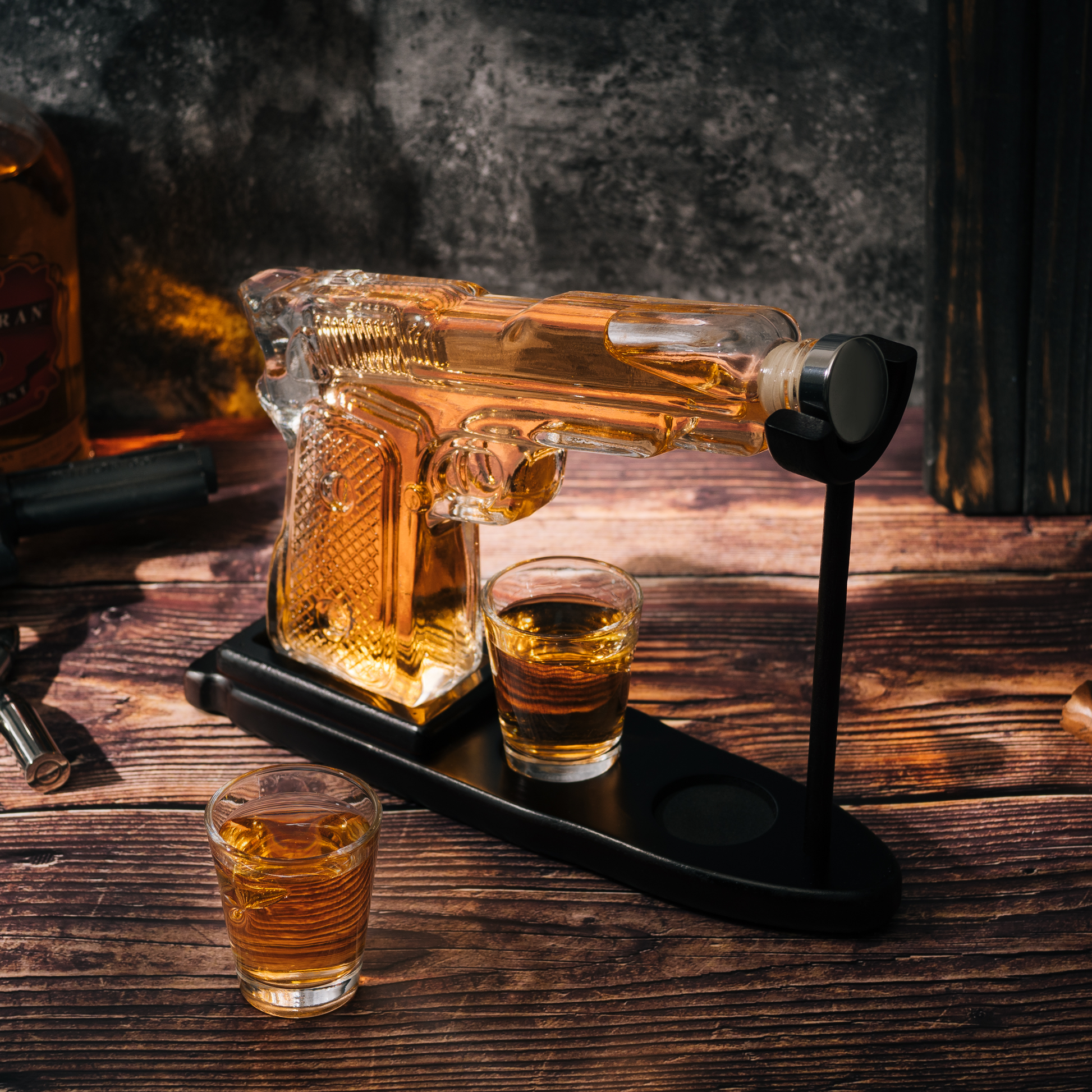 Gifts for Men Dad, 10.1 Oz Whiskey Gun Decanter Set + 2 Bullet Glasses - Unique Birthday Pistol Gift Ideas Daughter Son, Personalized Liquor Dispenser - Scotch Bourbon Vodka, Him, Brother Husband-2