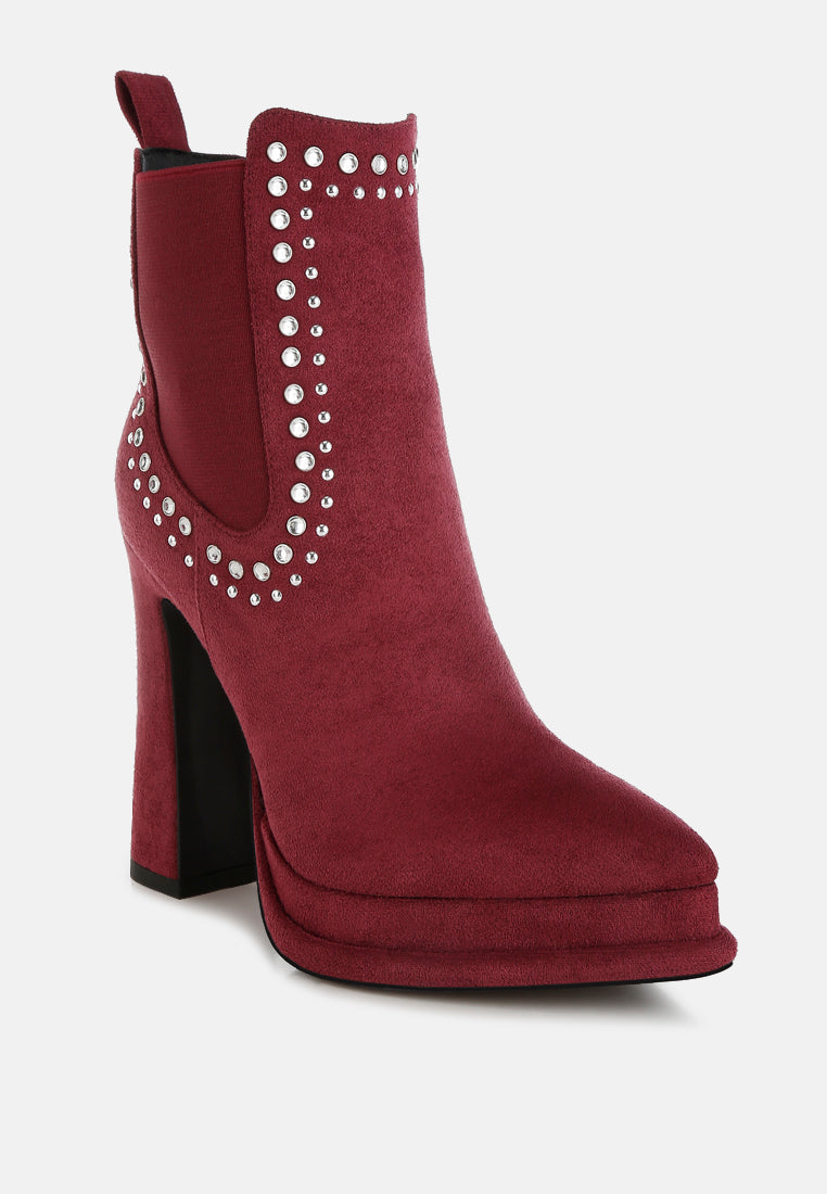 Dalton Studs Embellished High Ankle Boots-2
