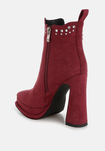 Dalton Studs Embellished High Ankle Boots-3