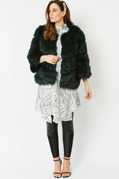Dark Green Faux Fur Ella Coat-1