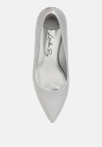Dinah Rhinestones Embellished Kitten Heel Pumps-4