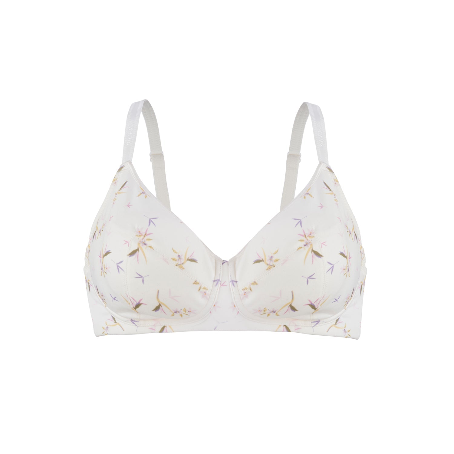 Ditsy Floral - Silk & Organic Cotton Smooth T-Shirt Wireless Bra-0