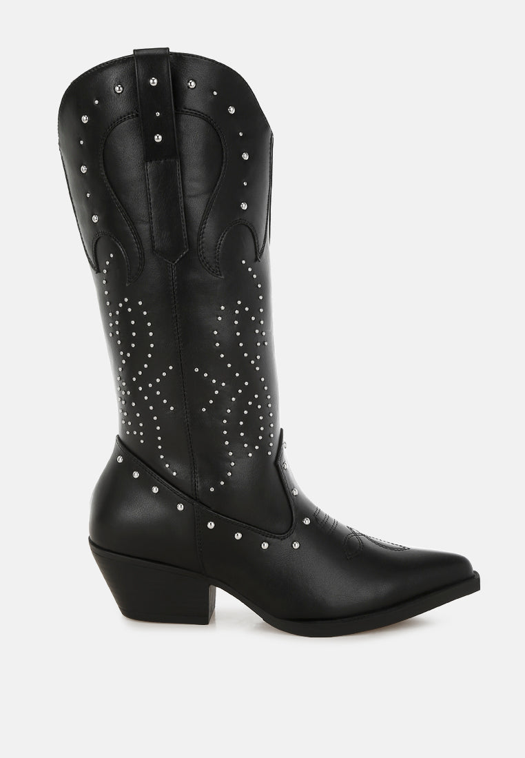 Dockery Studs Embellished Cowboy Boots-5
