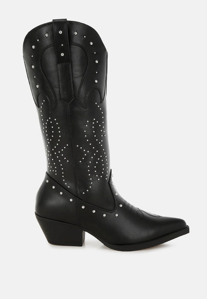 Dockery Studs Embellished Cowboy Boots-5