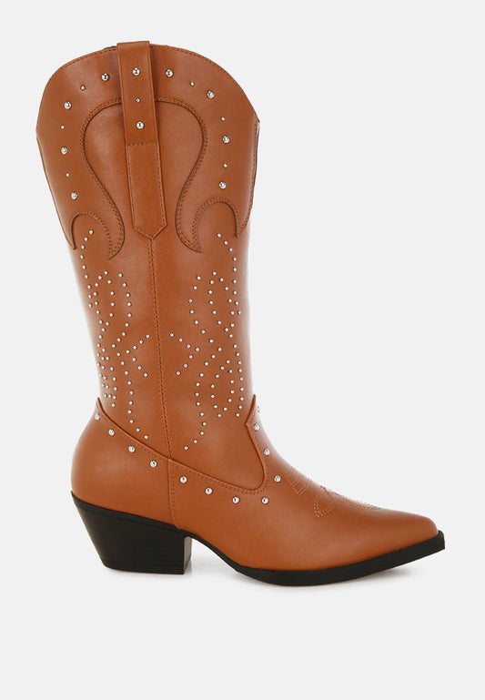 Dockery Studs Embellished Cowboy Boots-0