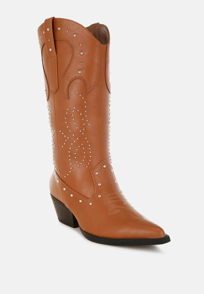 Dockery Studs Embellished Cowboy Boots-2
