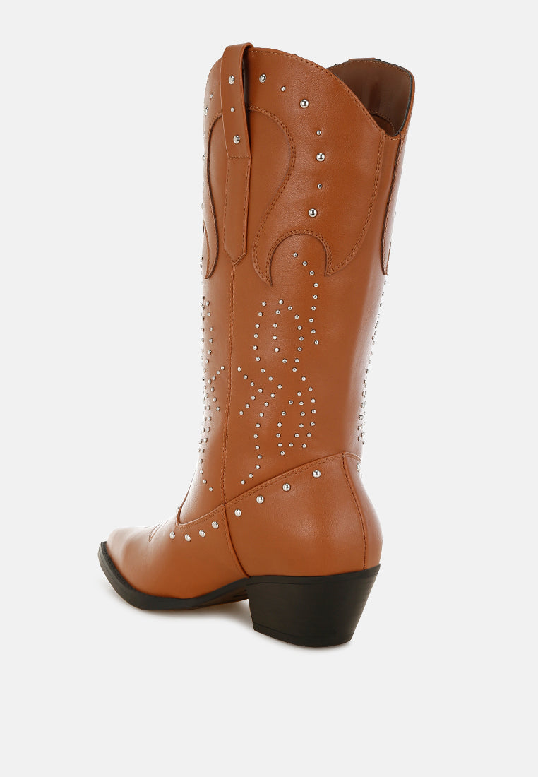 Dockery Studs Embellished Cowboy Boots-3