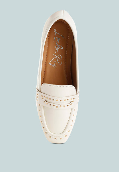 Dorlina Studded Faux Leather Loafers-3