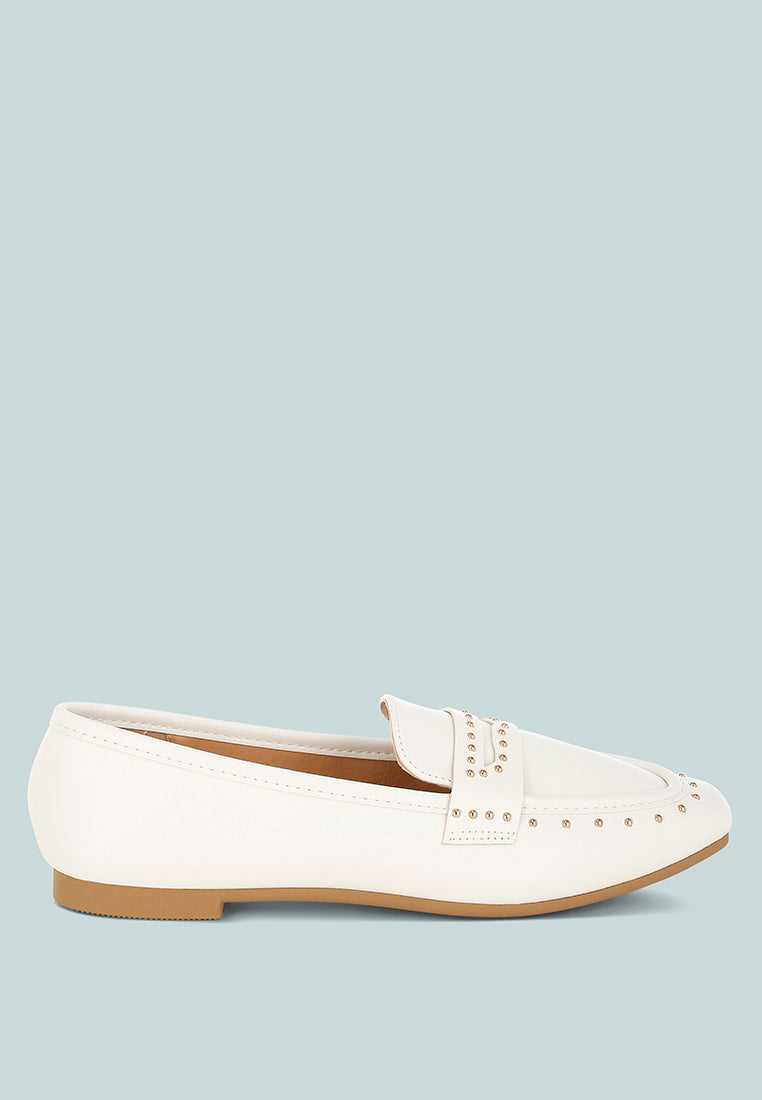 Dorlina Studded Faux Leather Loafers-0