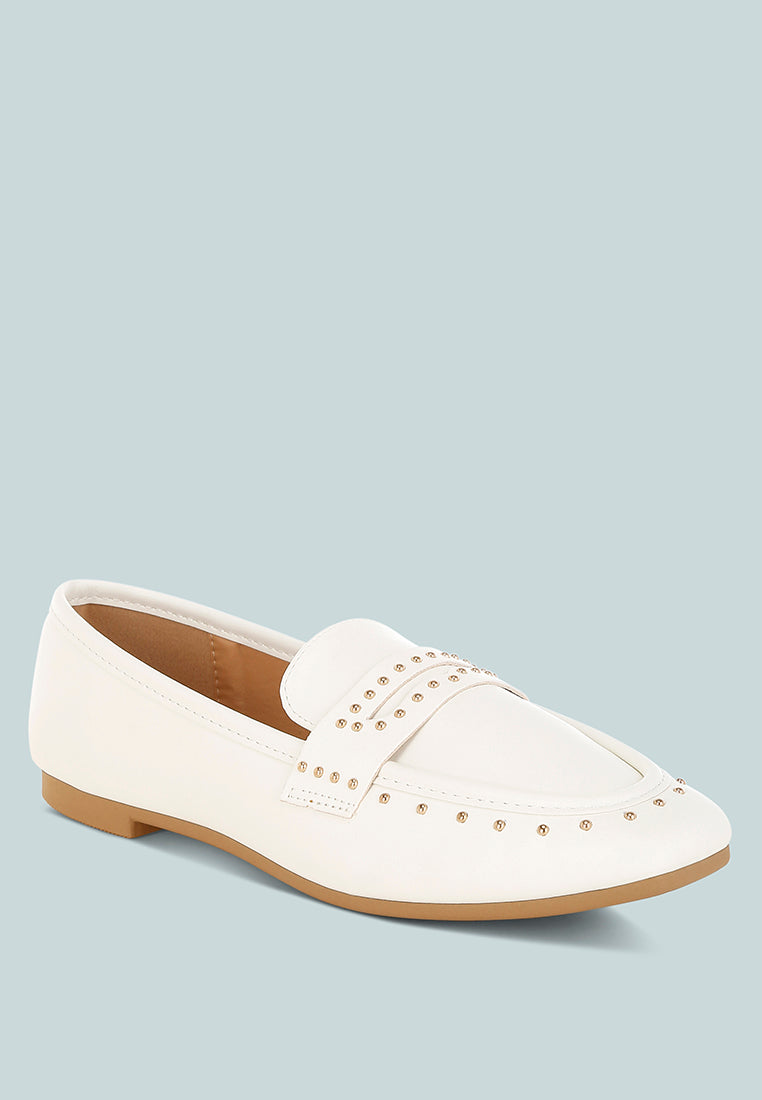 Dorlina Studded Faux Leather Loafers-1