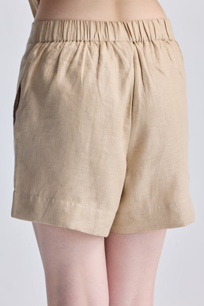Drawstring Shorts in Neutral Beige-1