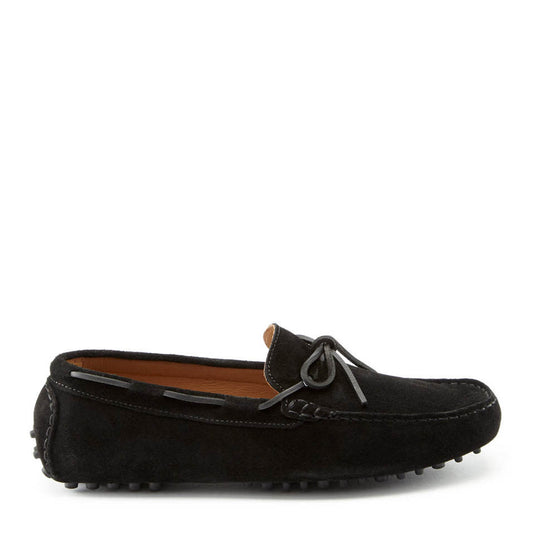 Laced Driving Loafers, black suede-0