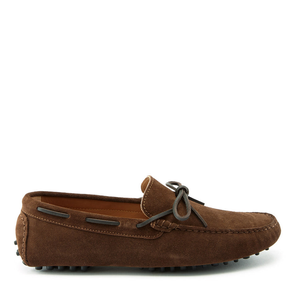 Laced Driving Loafers, brown suede-0