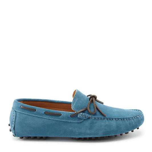 Laced Driving Loafers, petrol blue suede-0