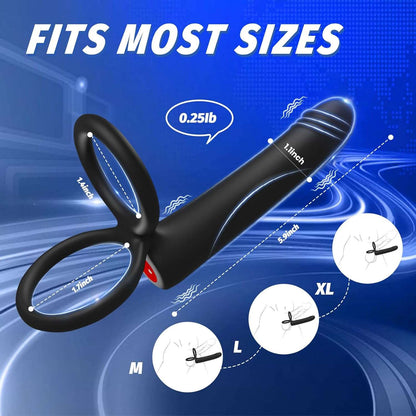 Enhanced Vibrating Pleasure Penis Ring Butt Plug Dildo-2