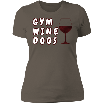 Ladies' Boyfriend T-Shirt Gym, Wine, Dogs-1