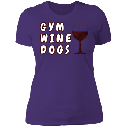 Ladies' Boyfriend T-Shirt Gym, Wine, Dogs-10