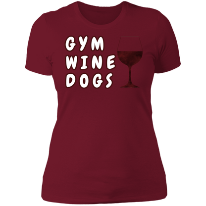 Ladies' Boyfriend T-Shirt Gym, Wine, Dogs-8