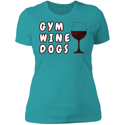 Ladies' Boyfriend T-Shirt Gym, Wine, Dogs-11