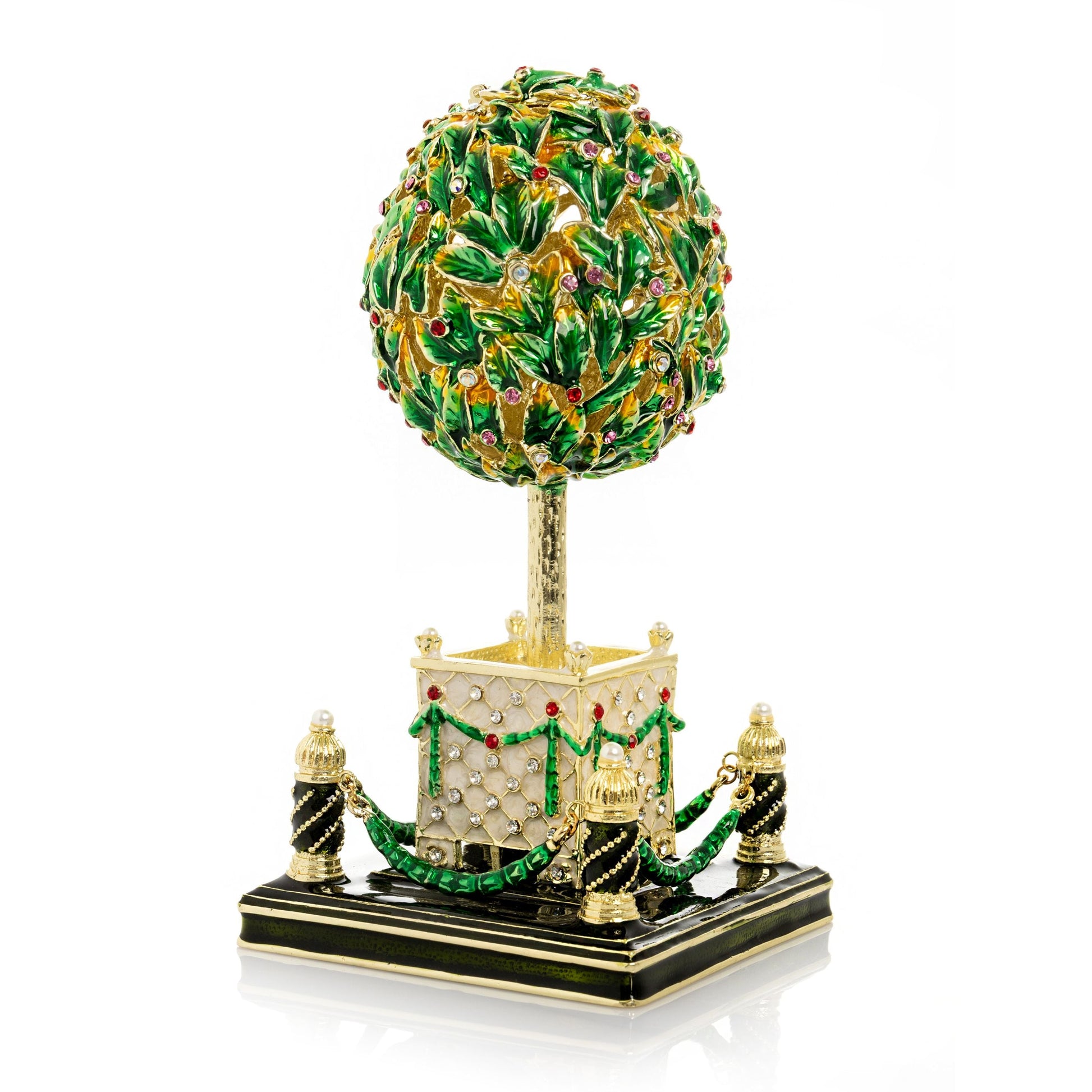 Bay Tree Faberge Egg with Colorful Crystals-0