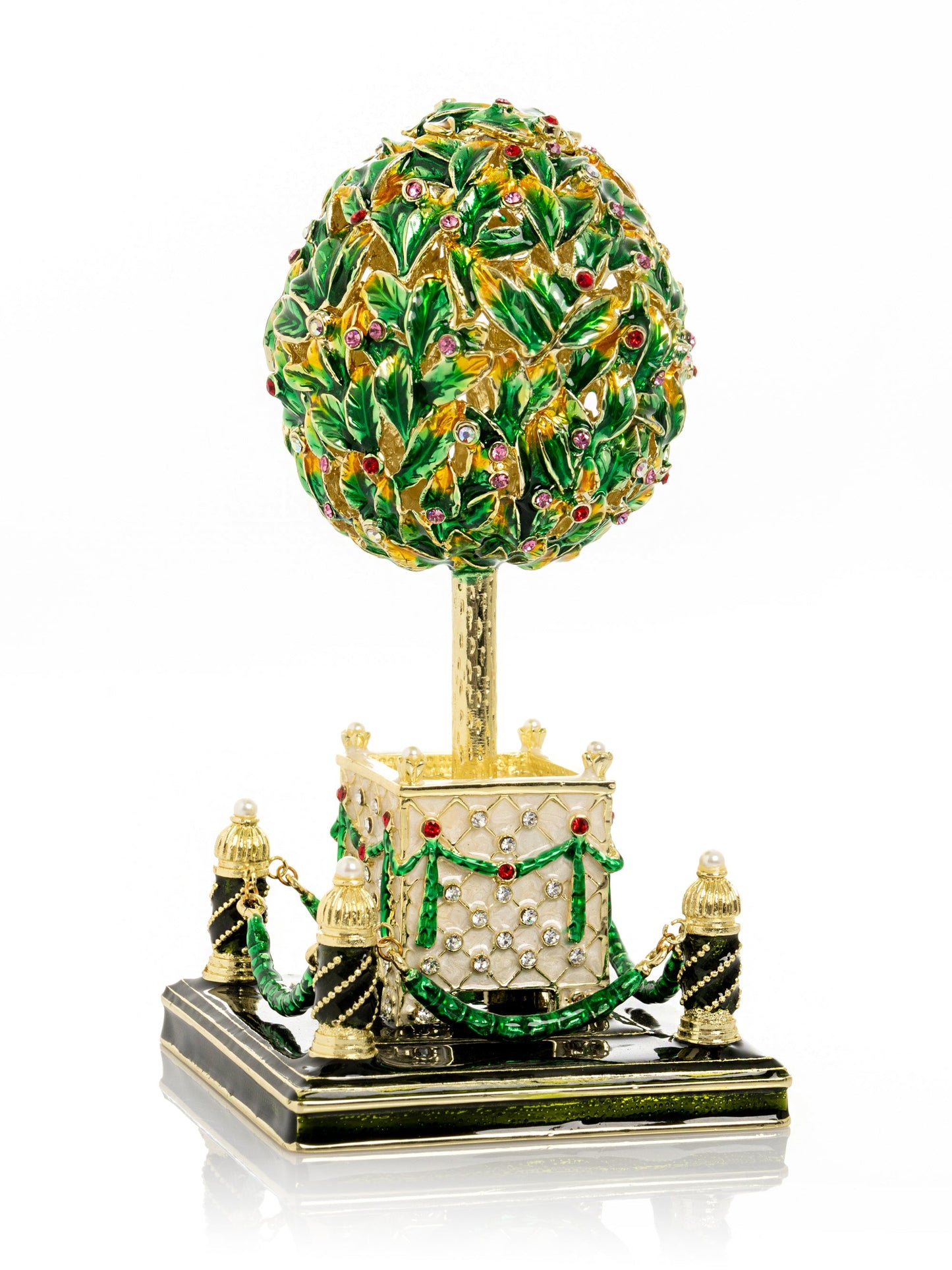 Bay Tree Faberge Egg with Colorful Crystals-3