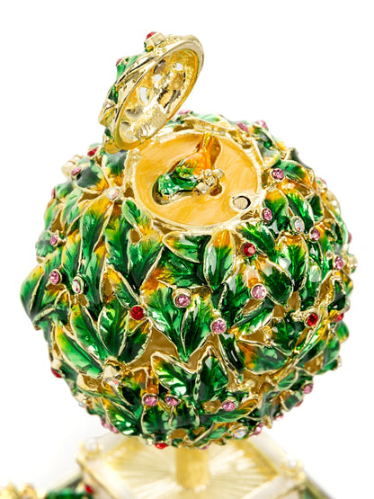 Bay Tree Faberge Egg with Colorful Crystals-4
