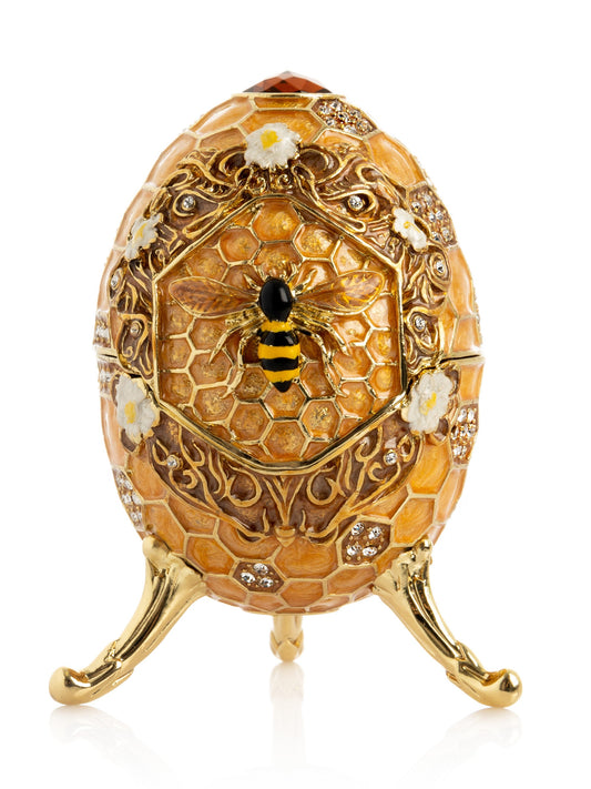 Easter Egg Honeycomb with Bees Hive trinket box-0