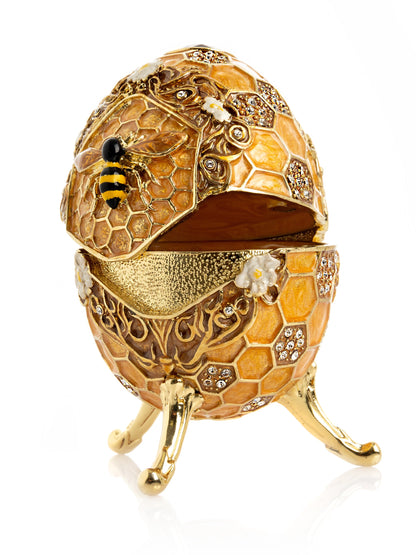 Easter Egg Honeycomb with Bees Hive trinket box-3