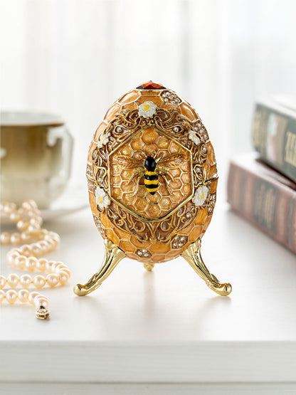 Easter Egg Honeycomb with Bees Hive trinket box-1