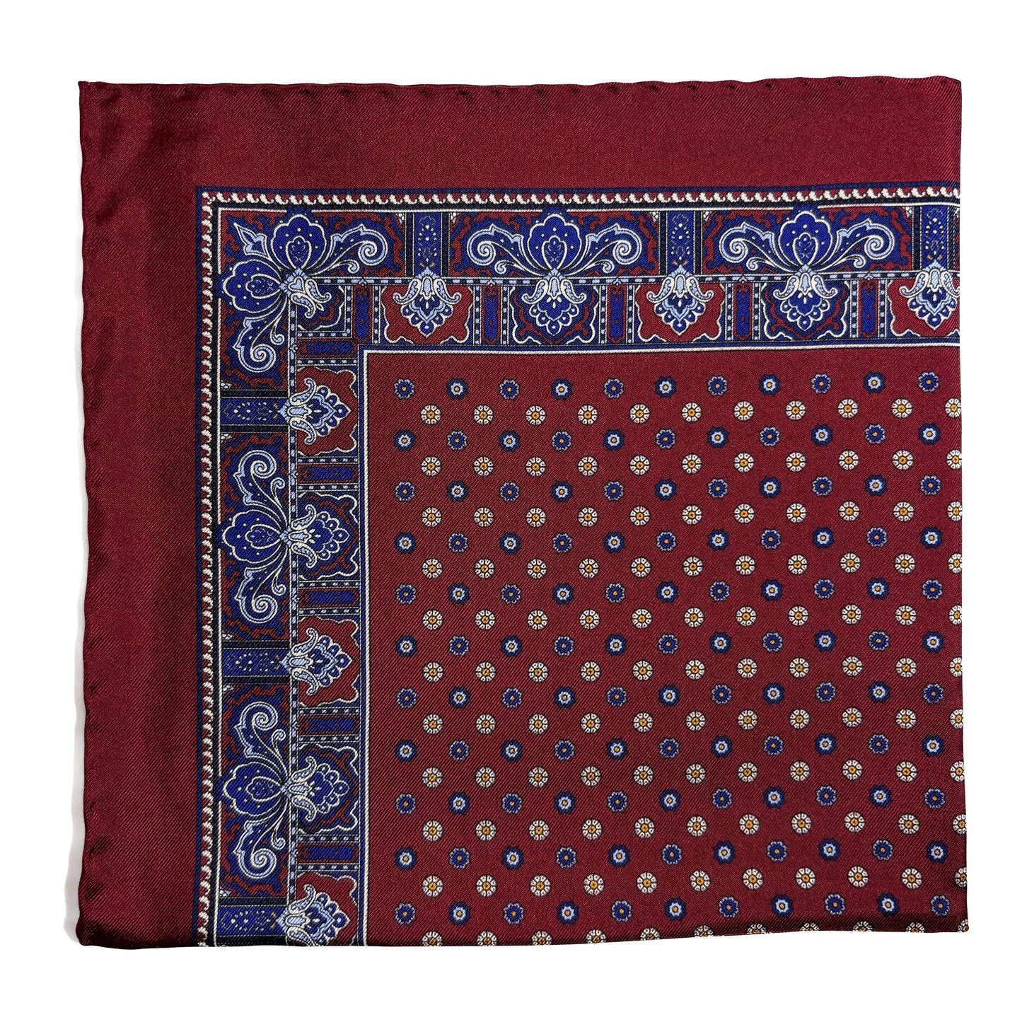 Burgundy Floral Silk Pocket Square-0