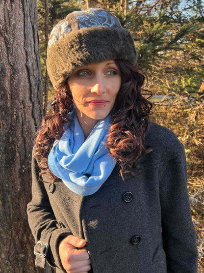 Blue Featherlight Solid Wool Scarf-1