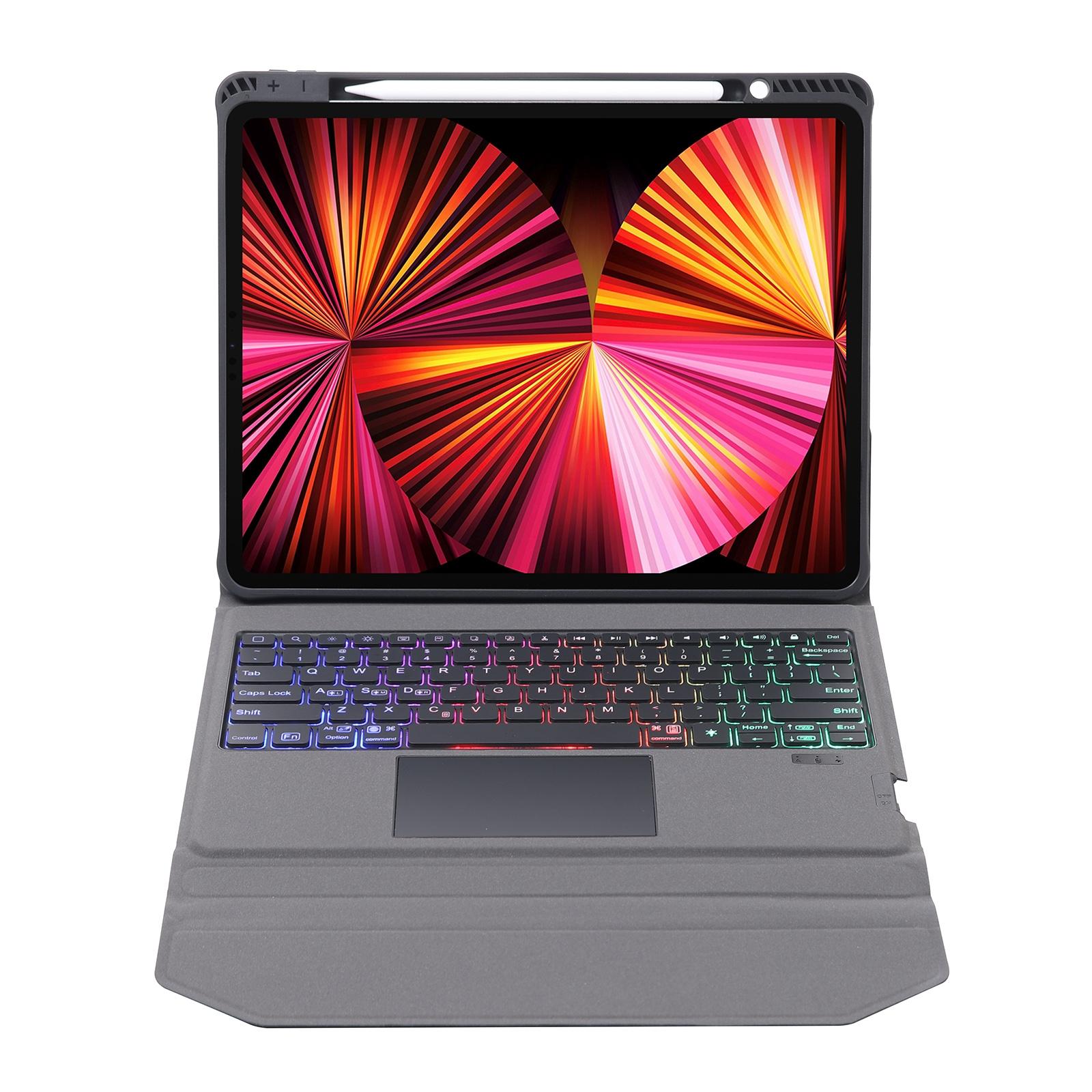 Bluetooth Keyboard Leather Case With Backlight & Touchpad For Ipad Air 10.9 - Black-2