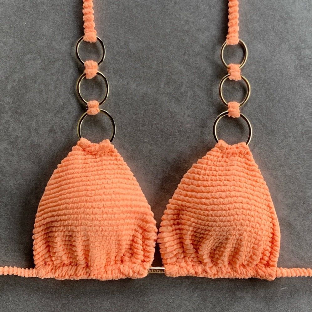 Energy Orange Triangle Rings Bikini Top-0