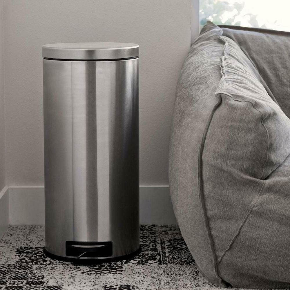 8-Gallon Round Stainless Steel Step Trash Can Kitchen Bathroom Home Office-0
