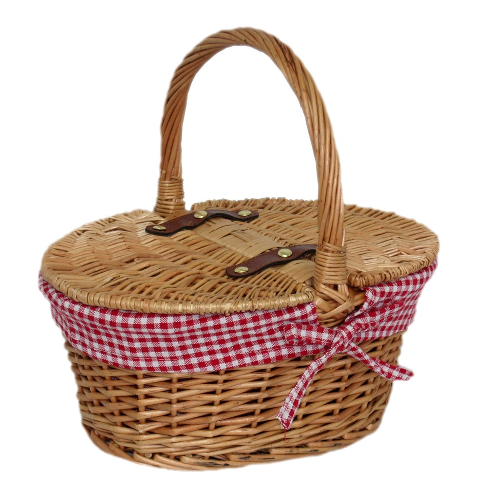 Child's Lined Oval Lidded Shopping Basket-0