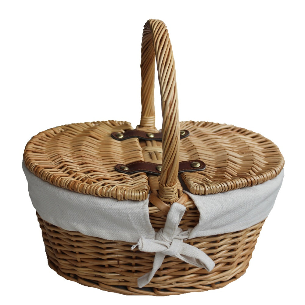 Child's Lined Oval Lidded Shopping Basket-1