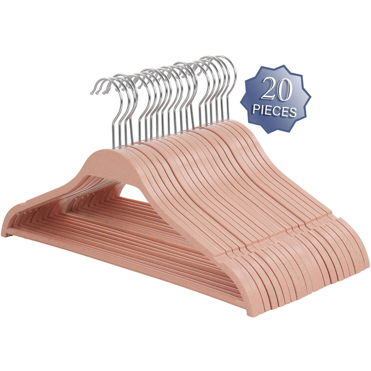 Elama Home 20 Piece Biodegradable Coat Hangers in Pink-0