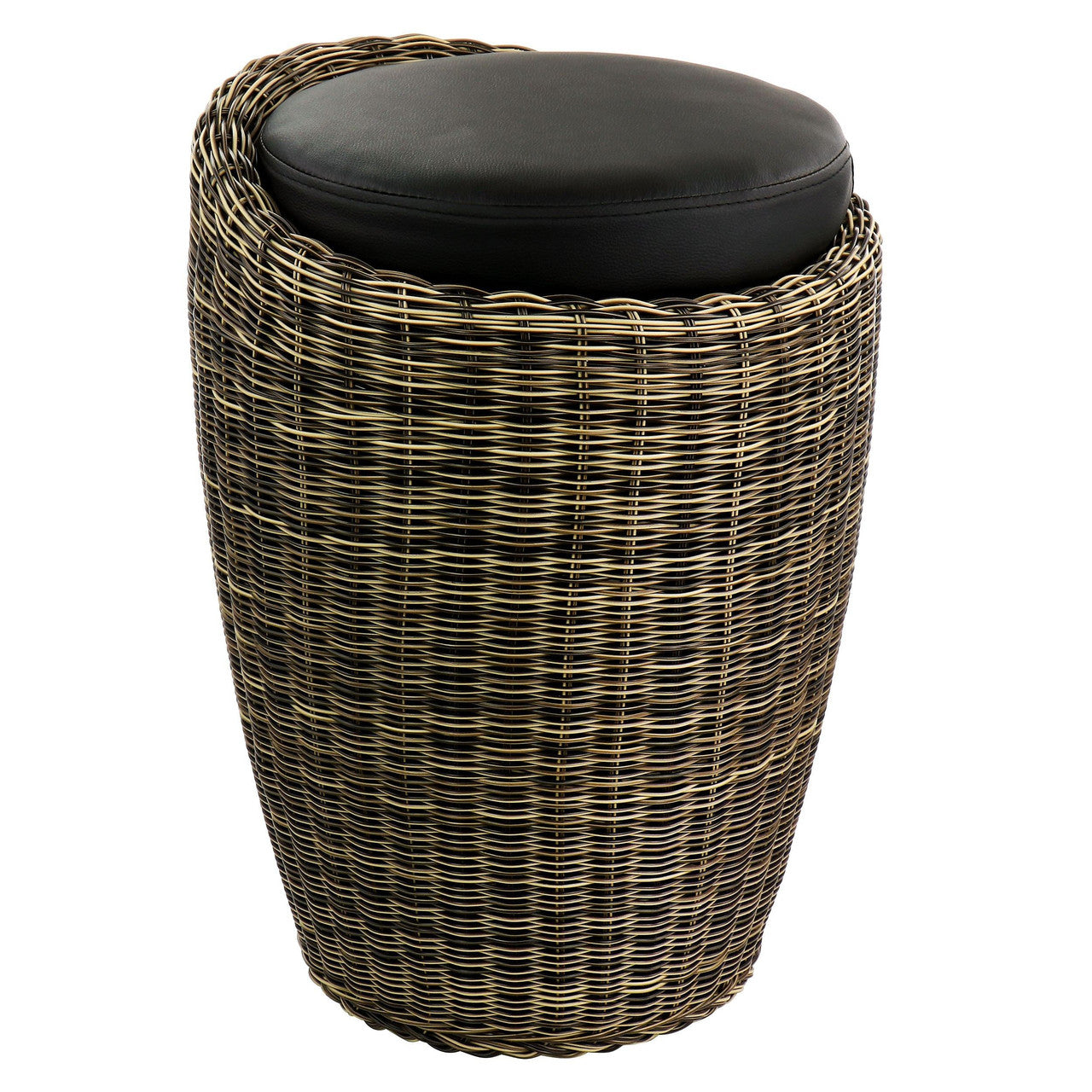 Elama 1 Piece Wicker Outdoor Ottoman Chair in Brown and Black-0