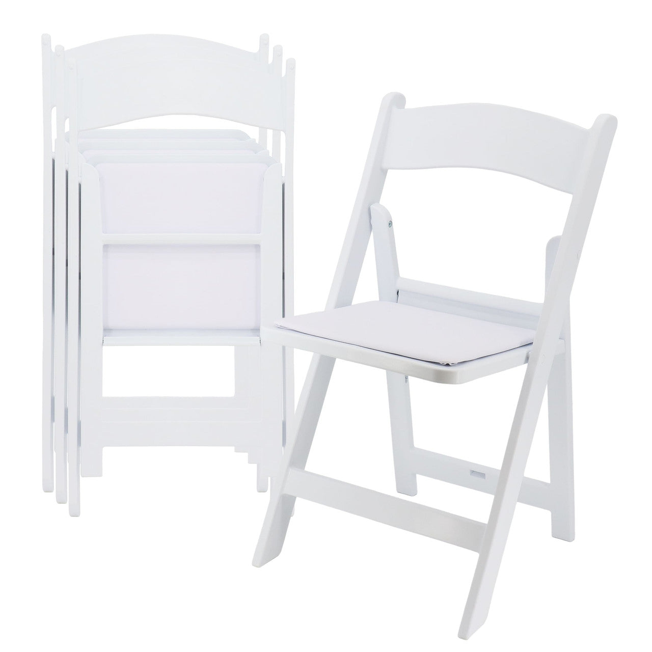 Elama 4 Piece Plastic Folding Resin Chair in White with Removable Seat Pad-0