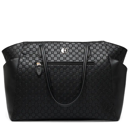 Compass Vegan Leather Monogram Weekender Tote Bag-0