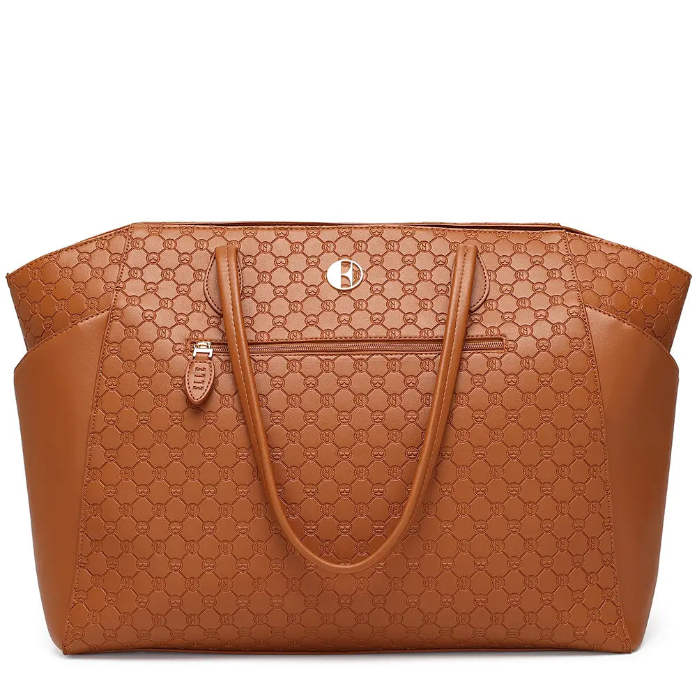 Compass Vegan Leather Monogram Weekender Tote Bag-5