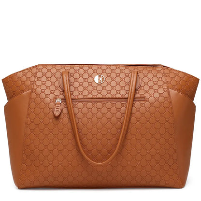 Compass Vegan Leather Monogram Weekender Tote Bag-5