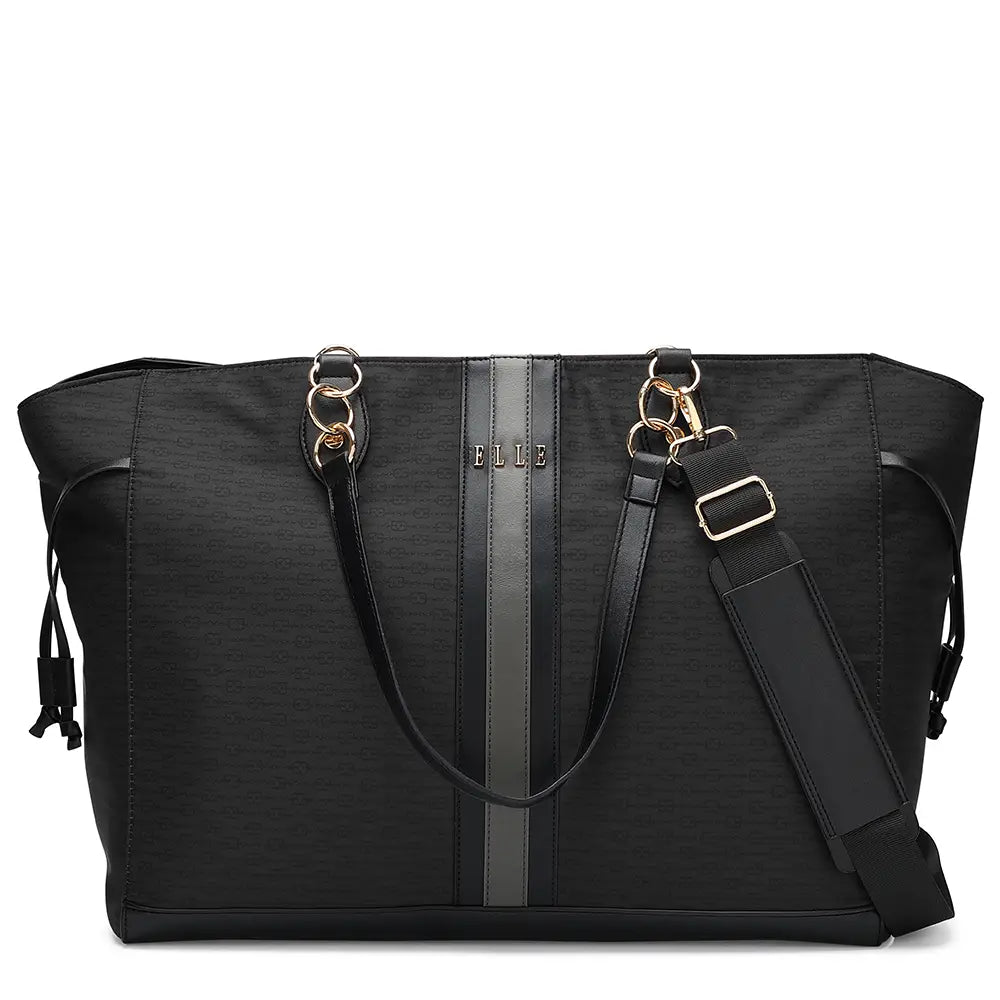 Eleganza Twill Monogram Weekender Tote Bag-5