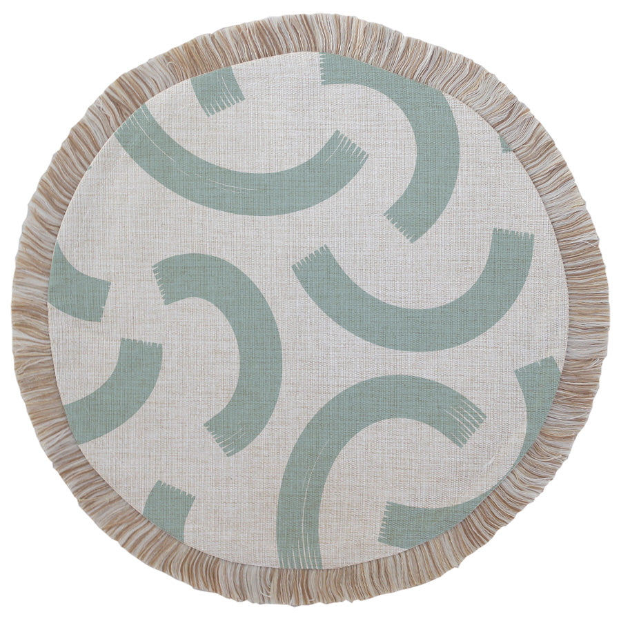 Round Placemat-Coastal Fringe-Muse Seafoam-40cm-0