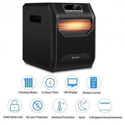 12 H Timer LED Remote Control Portable Electric Space Heater-3