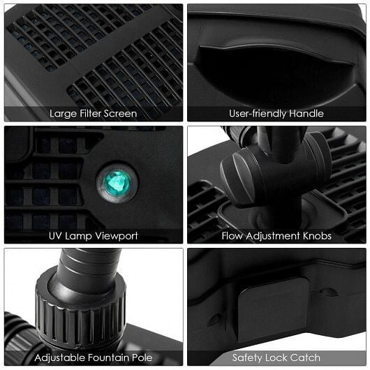 All-in-One 660 GPH Pond Filter Pump with Sterilizer and Fountain Jet-1